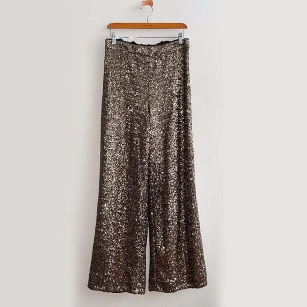 NWT Banana Republic Gold/Bronze High Rise Wide Leg Sequin Pant - Small